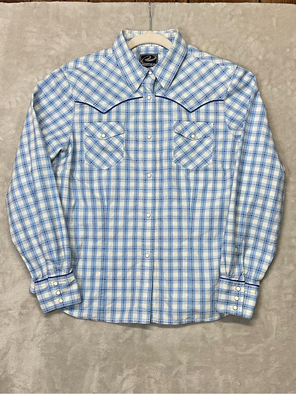Roper Western Gingham Check Pearl Snap Long Sleeve Shirt Women’s XL